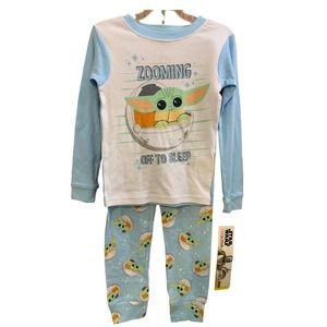 NEW The Child Baby Yoda Boys Pajama PJ Set 2 PC 5T Zooming Off Blue NWT